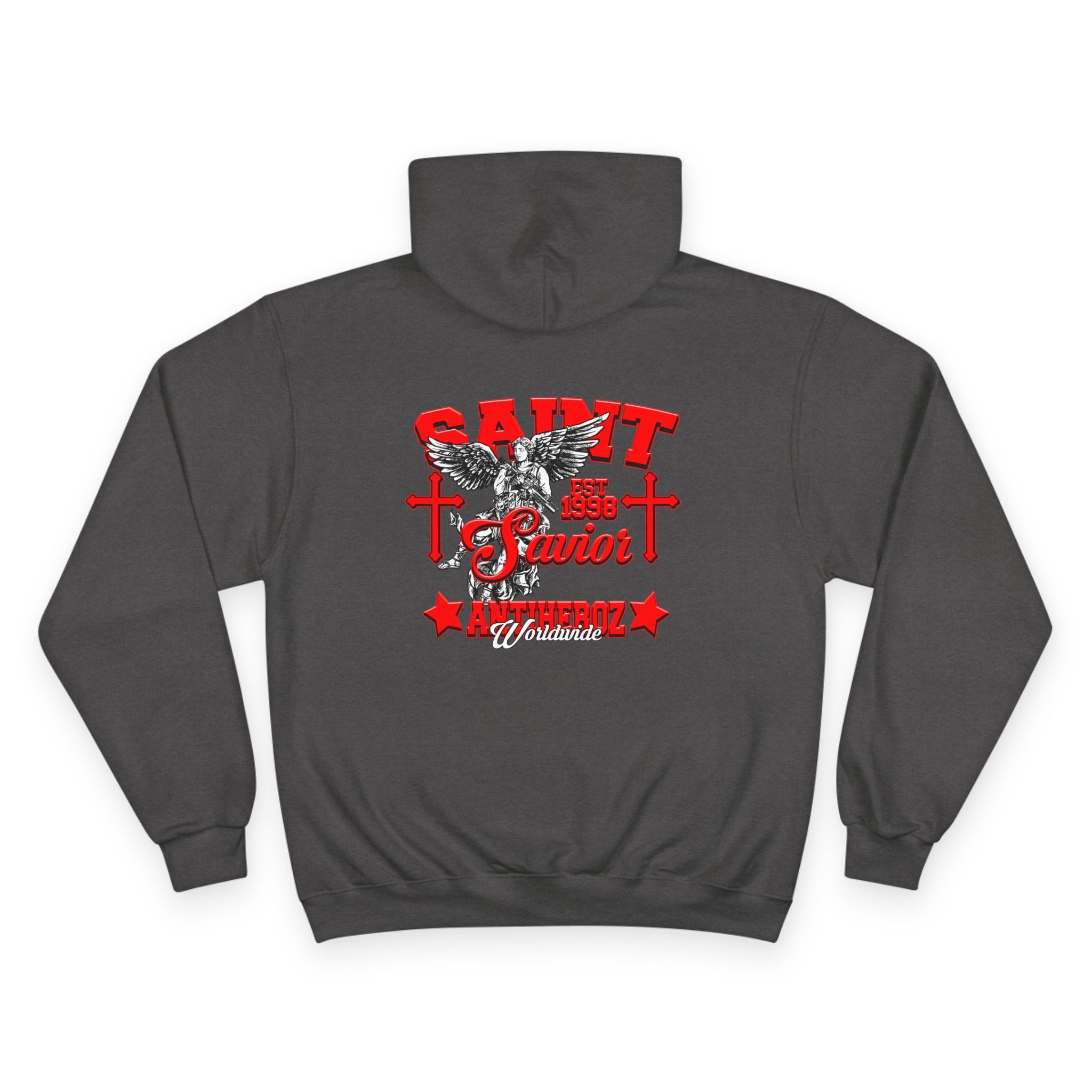 Saint Savior Hoodie — Religious Graphic Champion-Style Pullover
