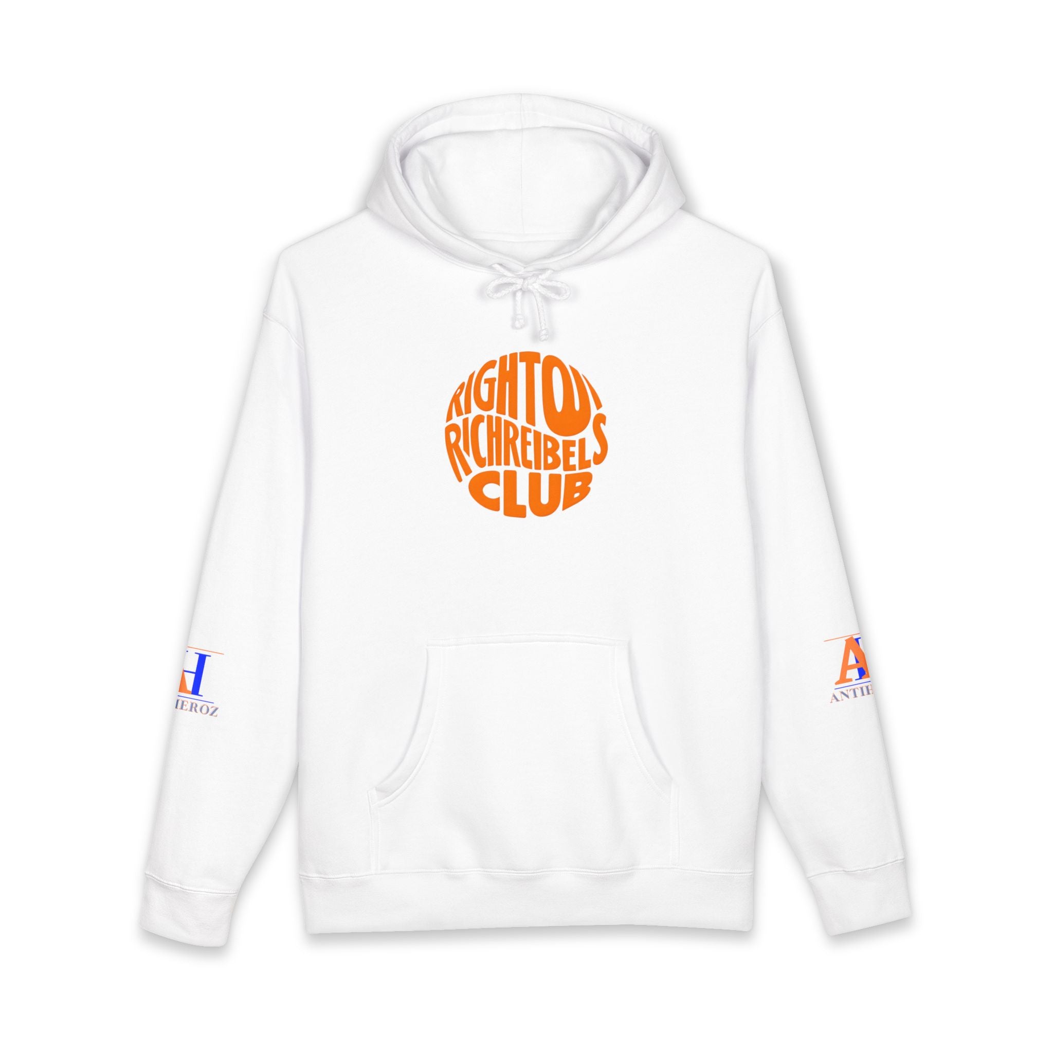 Hoodie — 'Righton Richrebels Club' Orange Logo & 'Anti' Back Graphic Hooded Sweatshirt