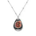 Oval Pendant Necklace — Gothic Orange Monogram Teardrop Necklace