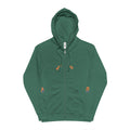 Zip-Up Hoodie — Green 'Be Kind' Minimal Embroidered Design