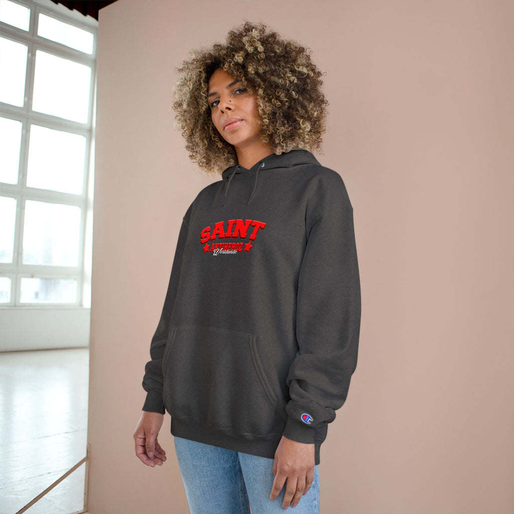 Saint Savior Hoodie — Religious Graphic Champion-Style Pullover