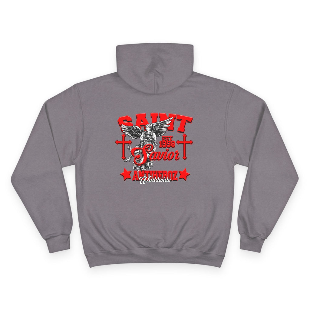 Saint Savior Hoodie — Religious Graphic Champion-Style Pullover