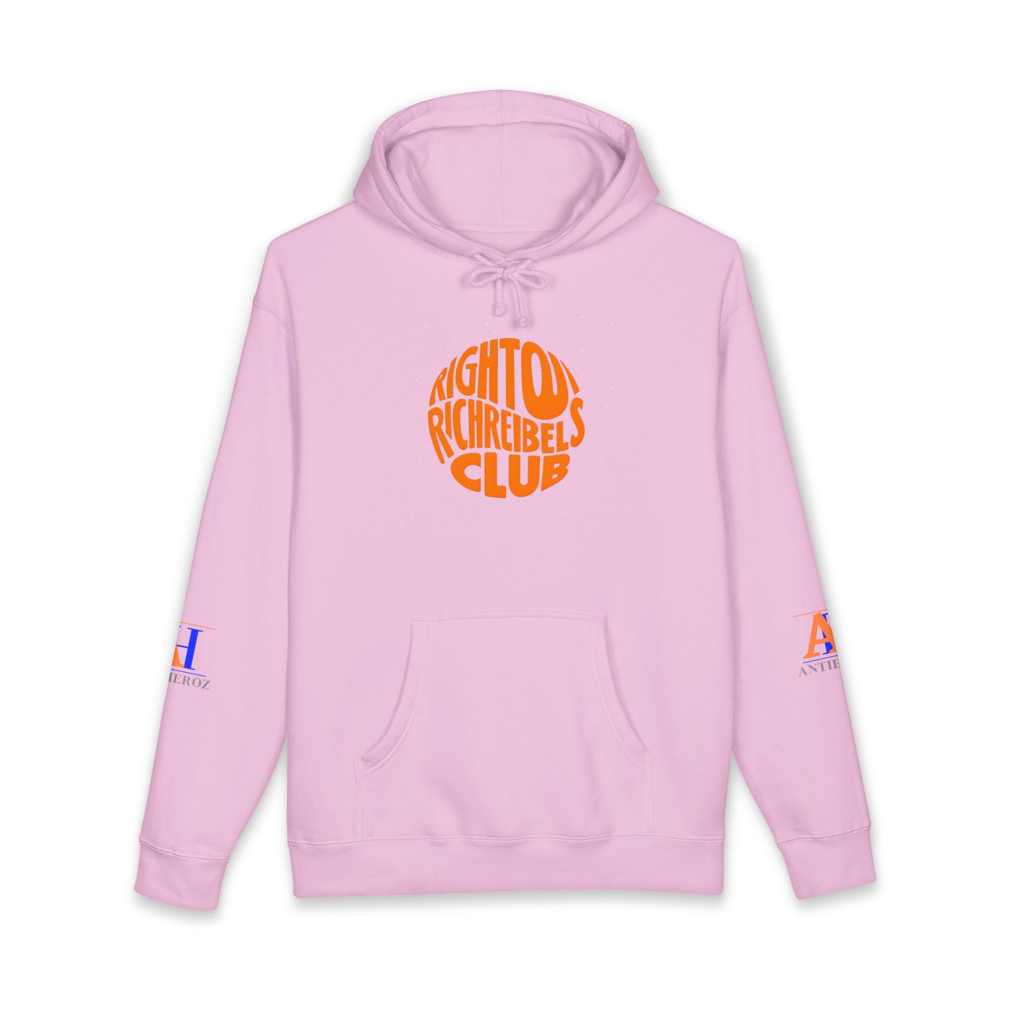 Hoodie — 'Righton Richrebels Club' Orange Logo & 'Anti' Back Graphic Hooded Sweatshirt