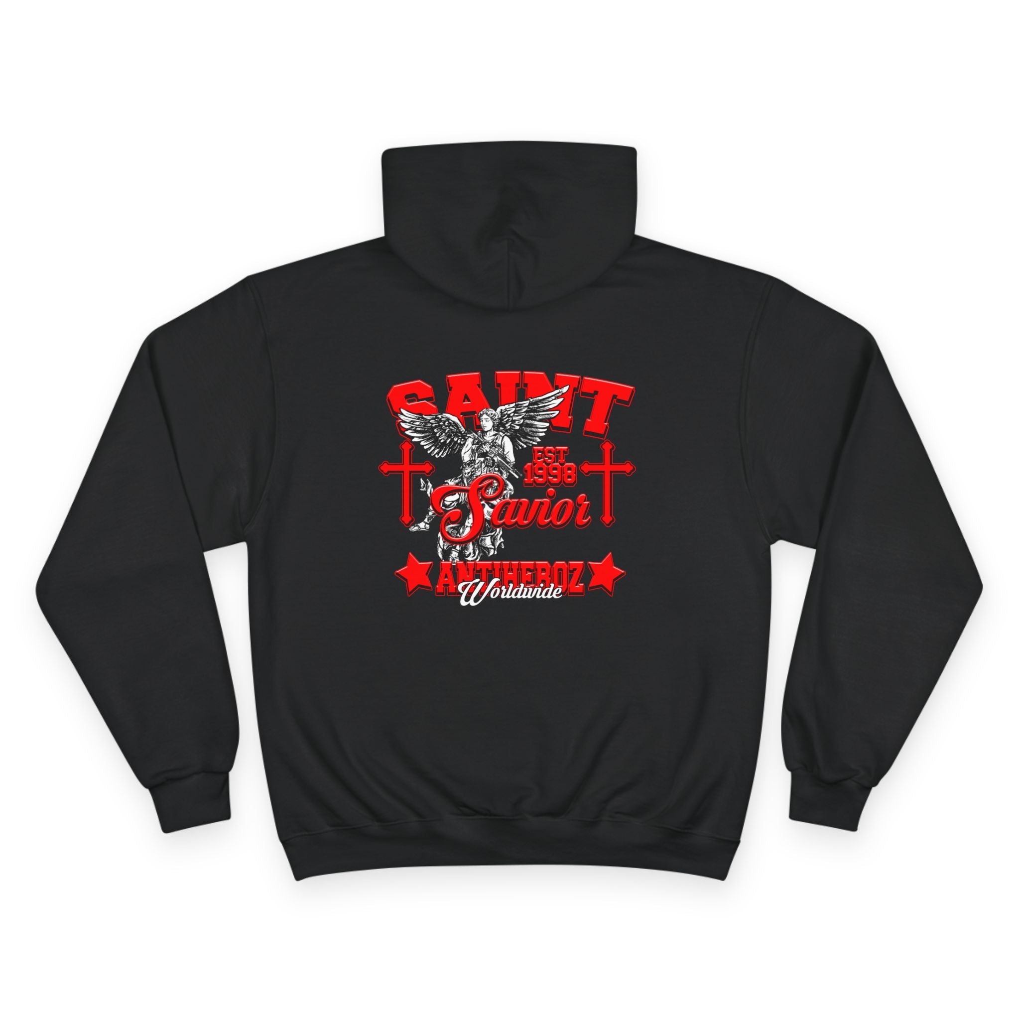 Saint Savior Hoodie — Religious Graphic Champion-Style Pullover