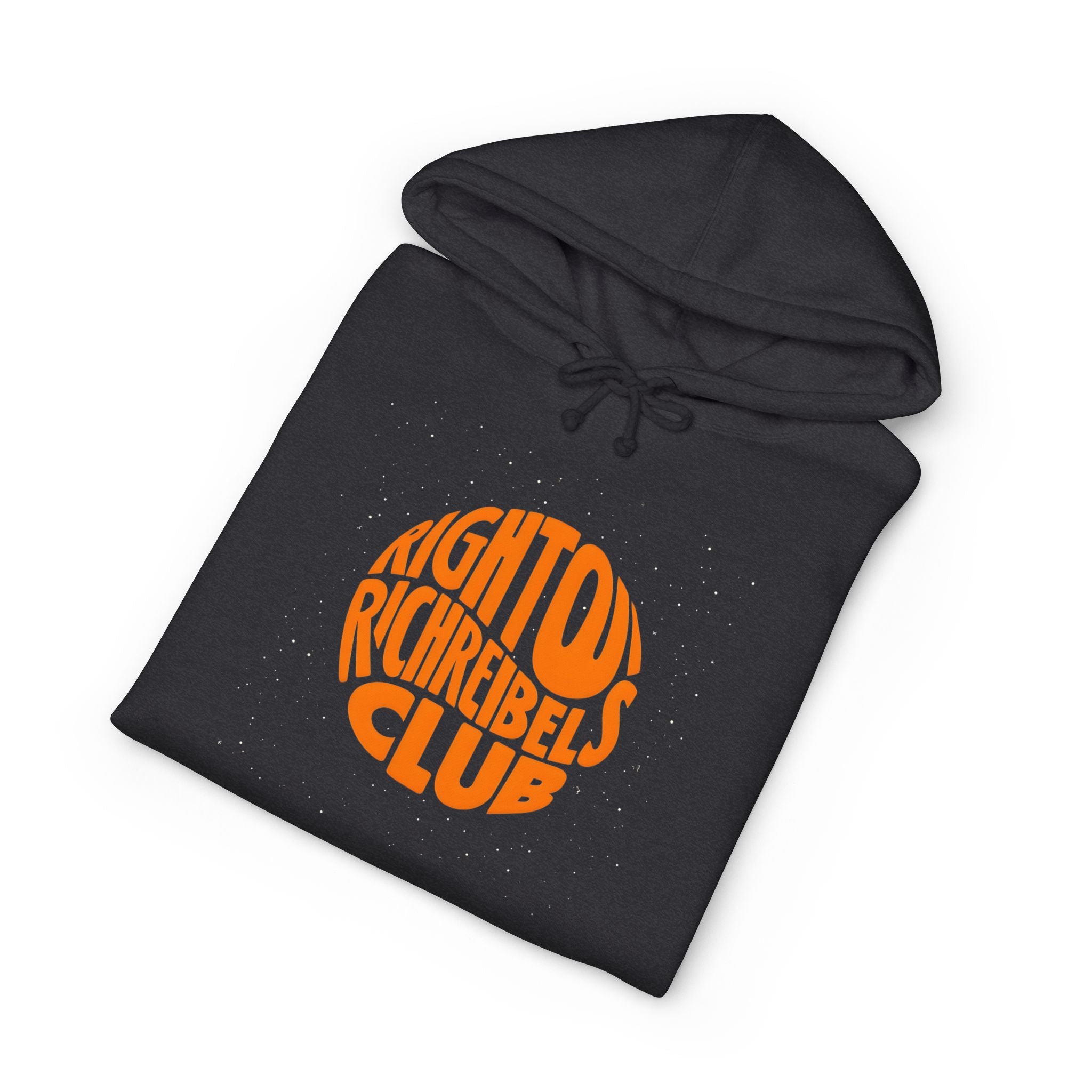 Hoodie — 'Righton Richrebels Club' Orange Logo & 'Anti' Back Graphic Hooded Sweatshirt