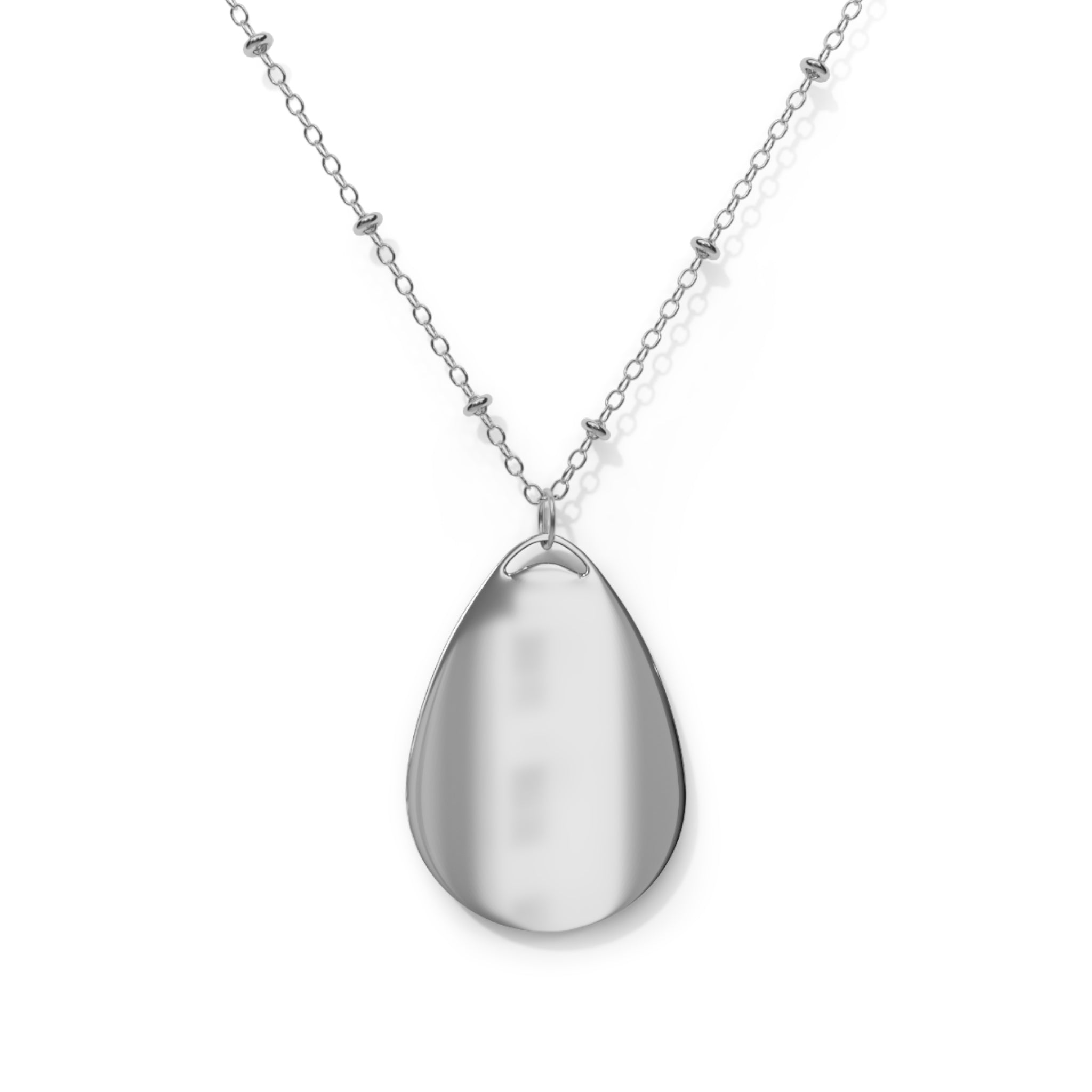 Oval Pendant Necklace — Gothic Orange Monogram Teardrop Necklace