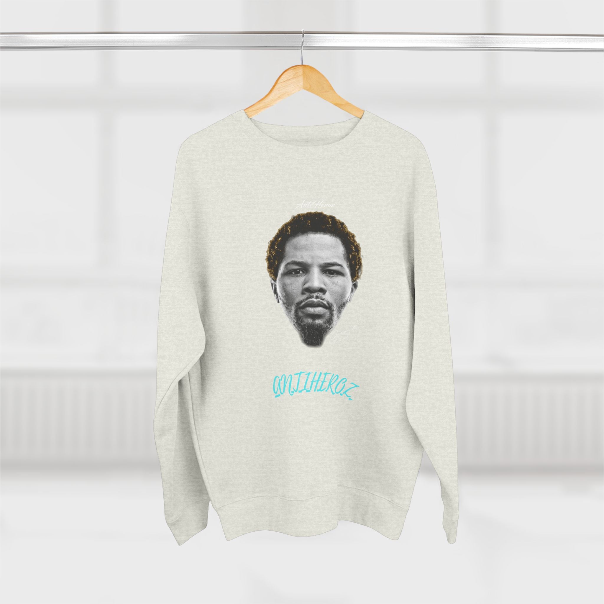 AntiHeroz Tank Light Blue Cursive Script Unisex Crewneck Sweatshirt