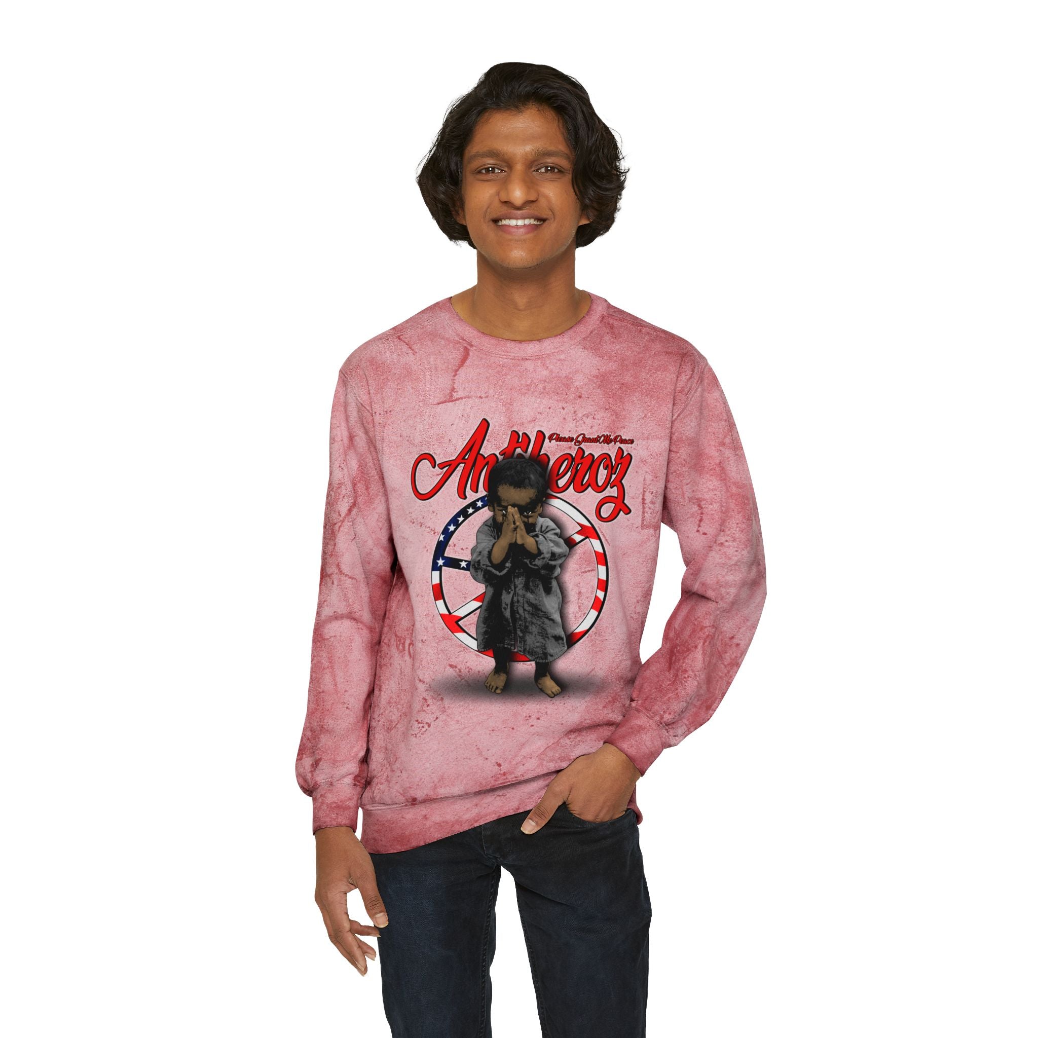 Antiheroz Grant Me Peace  Color Blast Crewneck Sweatshirt