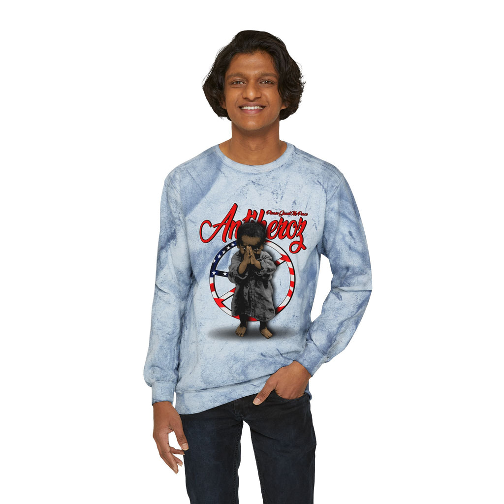 Antiheroz Grant Me Peace  Color Blast Crewneck Sweatshirt