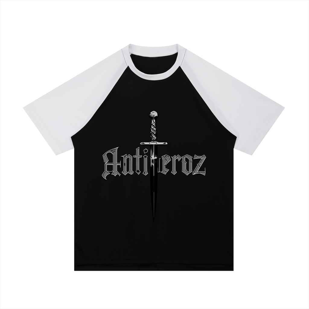Contrast Raglan Sleeve Mesh T-Shirt