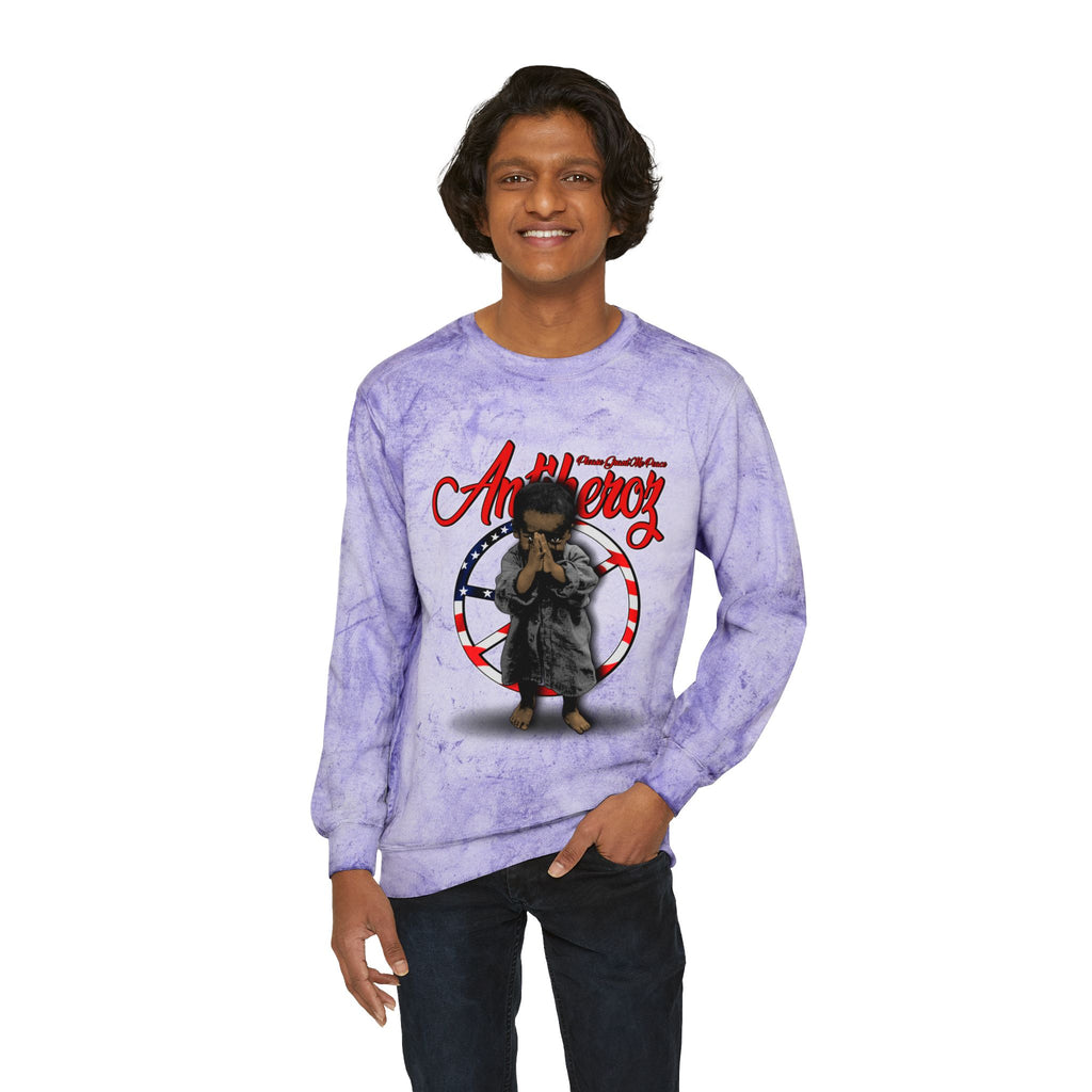 Antiheroz Grant Me Peace  Color Blast Crewneck Sweatshirt