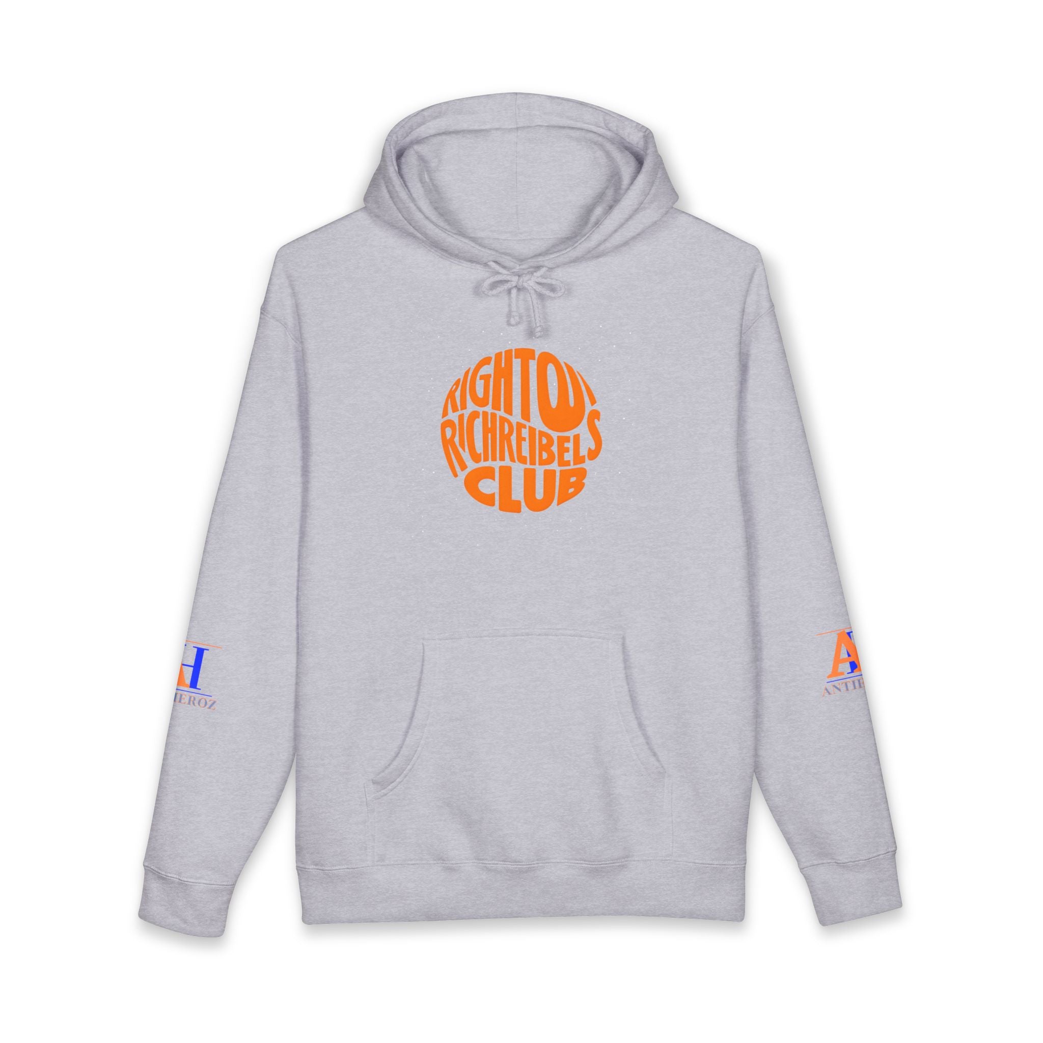 Hoodie — 'Righton Richrebels Club' Orange Logo & 'Anti' Back Graphic Hooded Sweatshirt