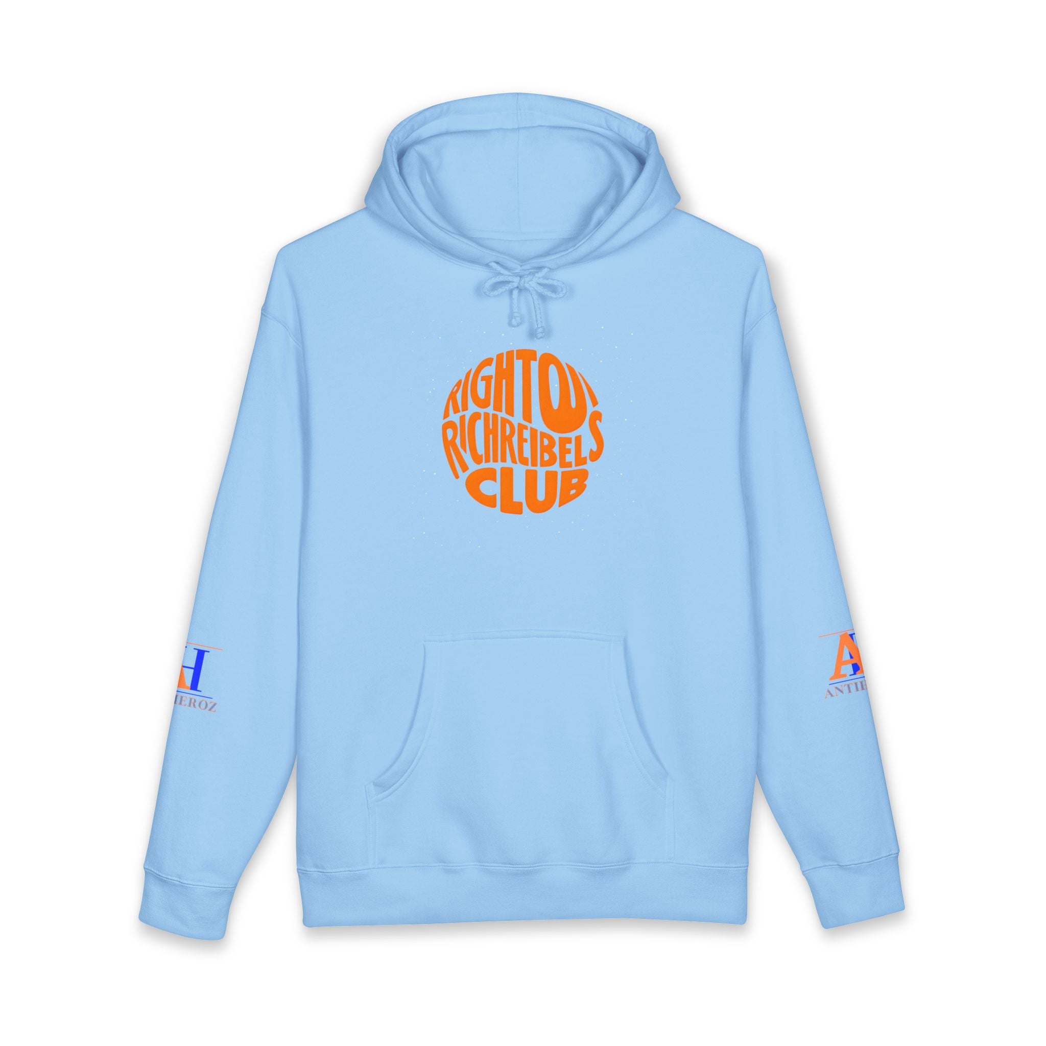 Hoodie — 'Righton Richrebels Club' Orange Logo & 'Anti' Back Graphic Hooded Sweatshirt