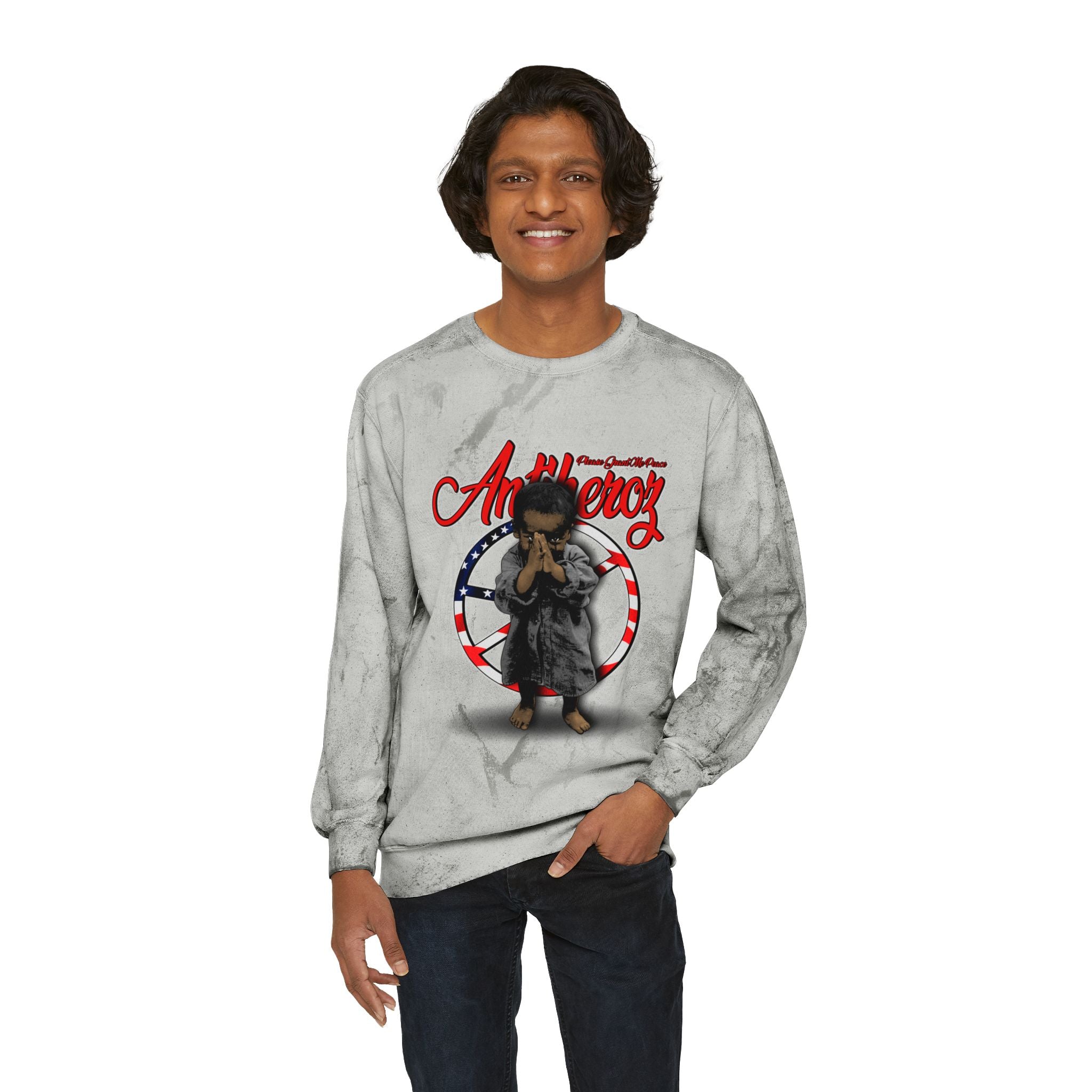 Antiheroz Grant Me Peace  Color Blast Crewneck Sweatshirt