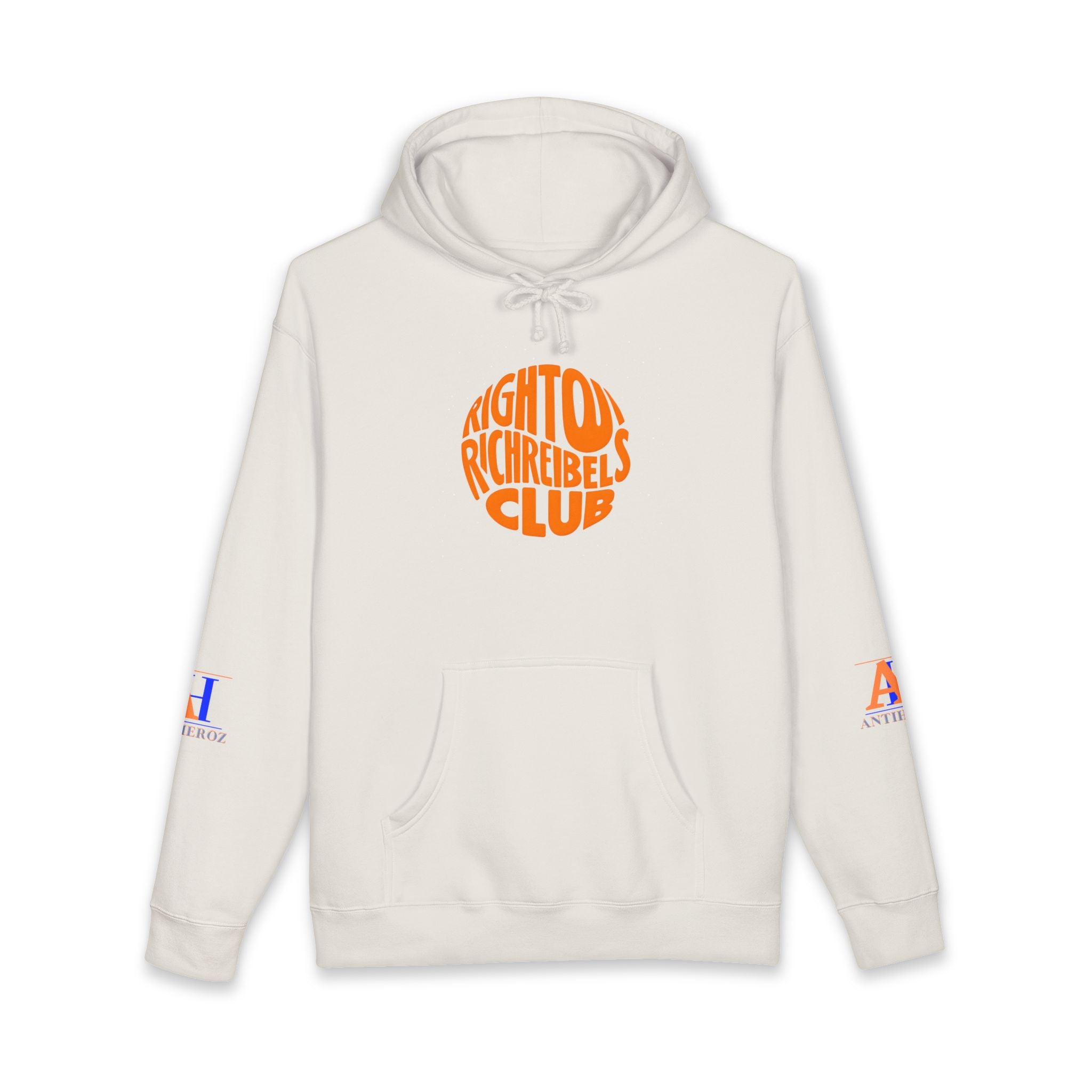 Hoodie — 'Righton Richrebels Club' Orange Logo & 'Anti' Back Graphic Hooded Sweatshirt