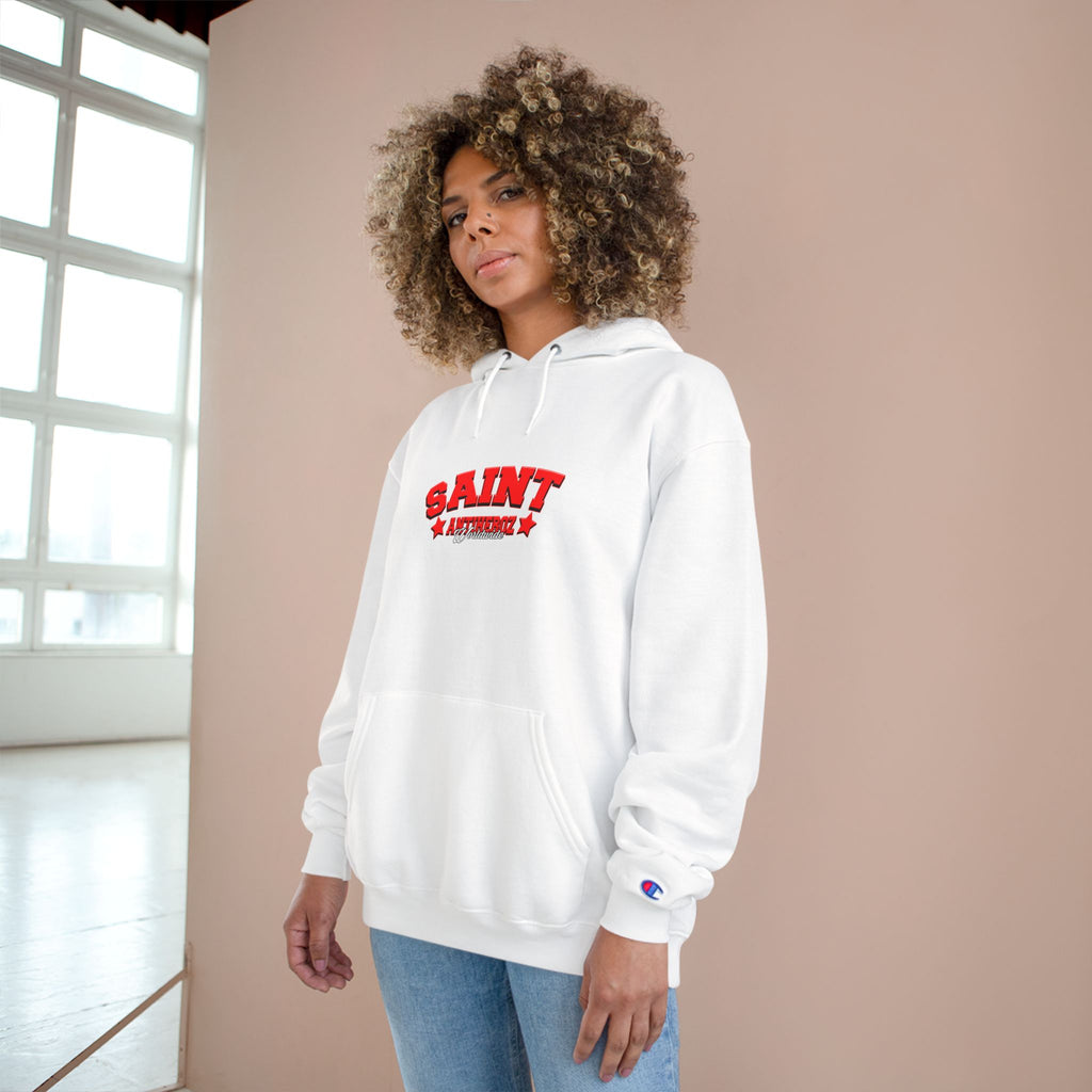 Saint Savior Hoodie — Religious Graphic Champion-Style Pullover