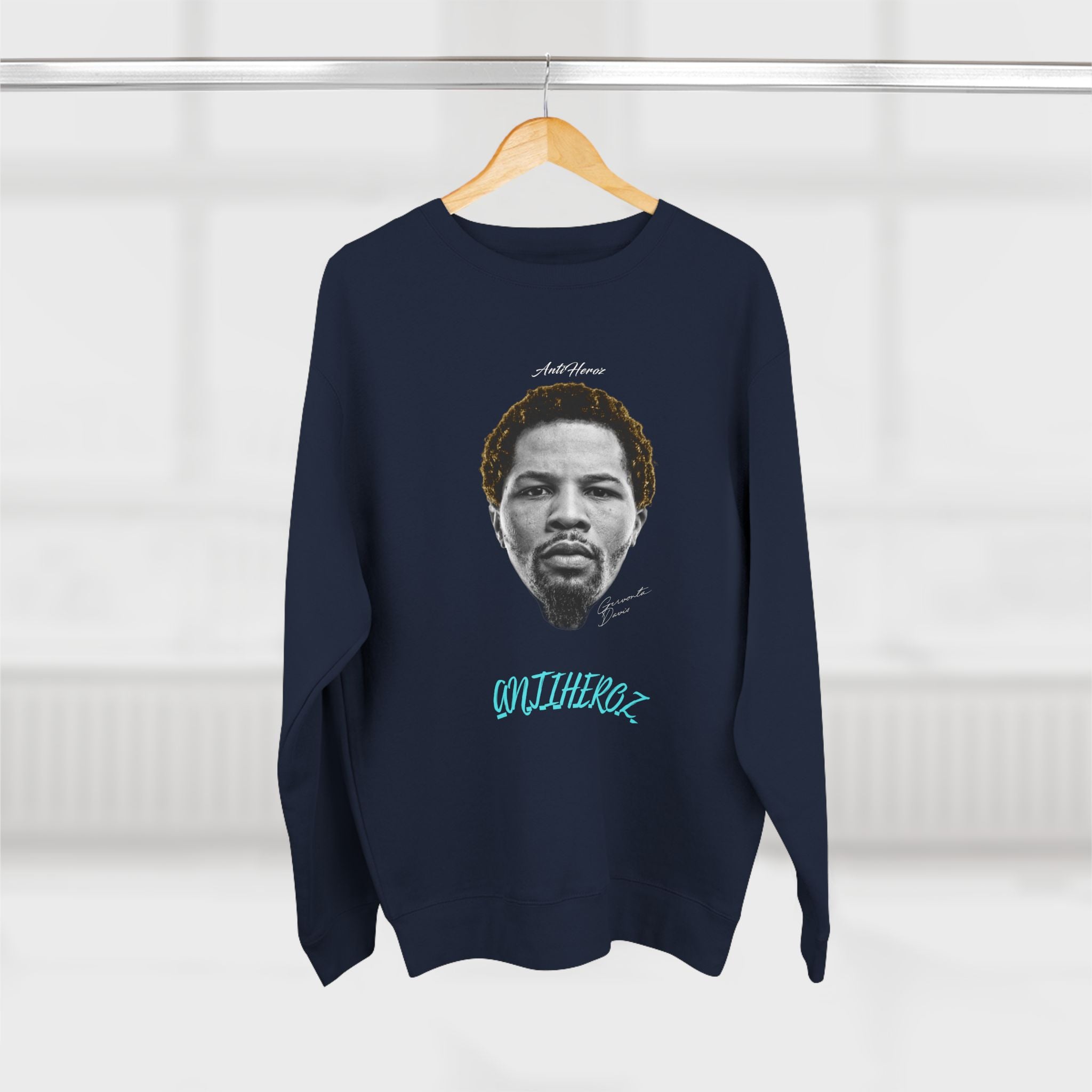 AntiHeroz Tank Light Blue Cursive Script Unisex Crewneck Sweatshirt