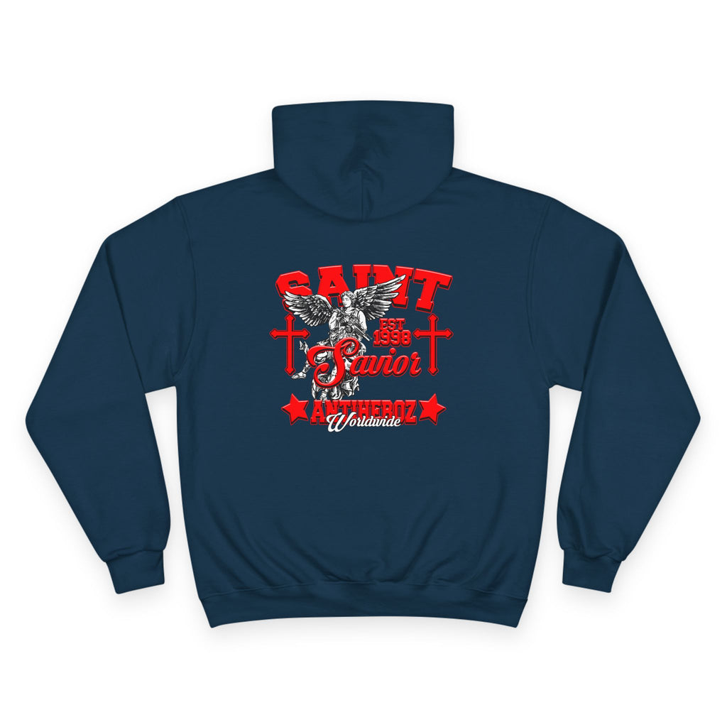 Saint Savior Hoodie — Religious Graphic Champion-Style Pullover
