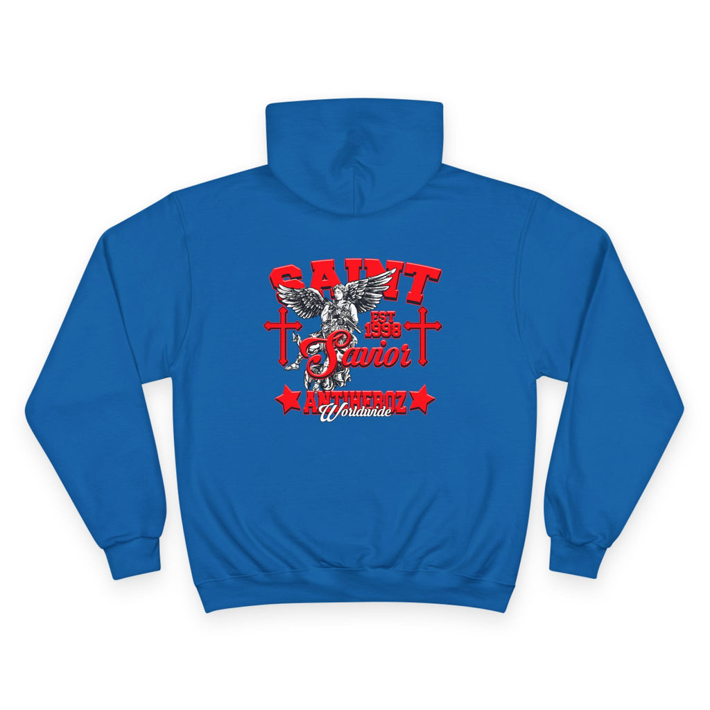Saint Savior Hoodie — Religious Graphic Champion-Style Pullover