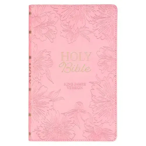KJV Holy Bible, Gift Edition King James Version, Faux Leather Flexible Cover, Light Pink Floral - Leather